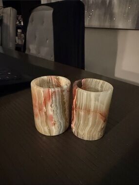 KALIFANO 3” Green Onyx Candle Holder - QTY 2